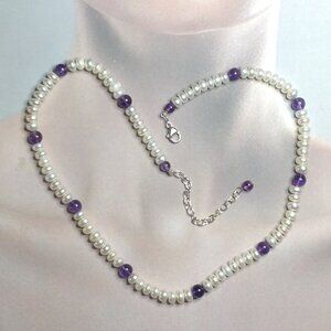 Freshwater Pearl and Amethyst Beads Necklace